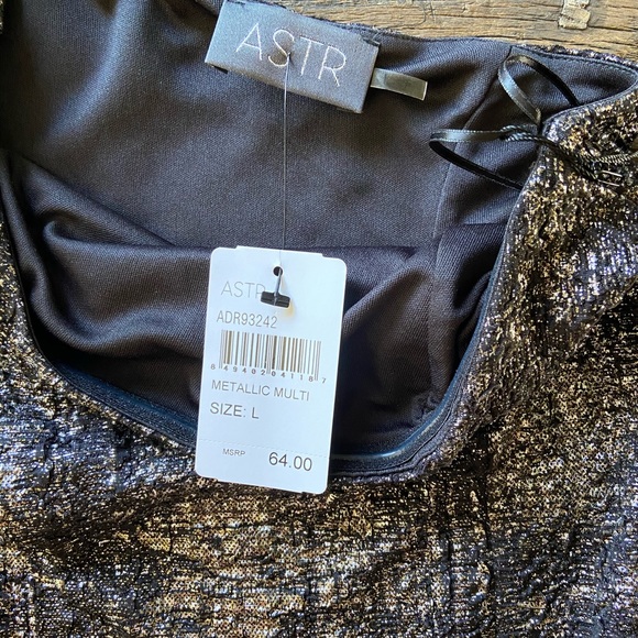 Astr | One Shoulder Gold Black Texture Dress - Picture 3 of 8